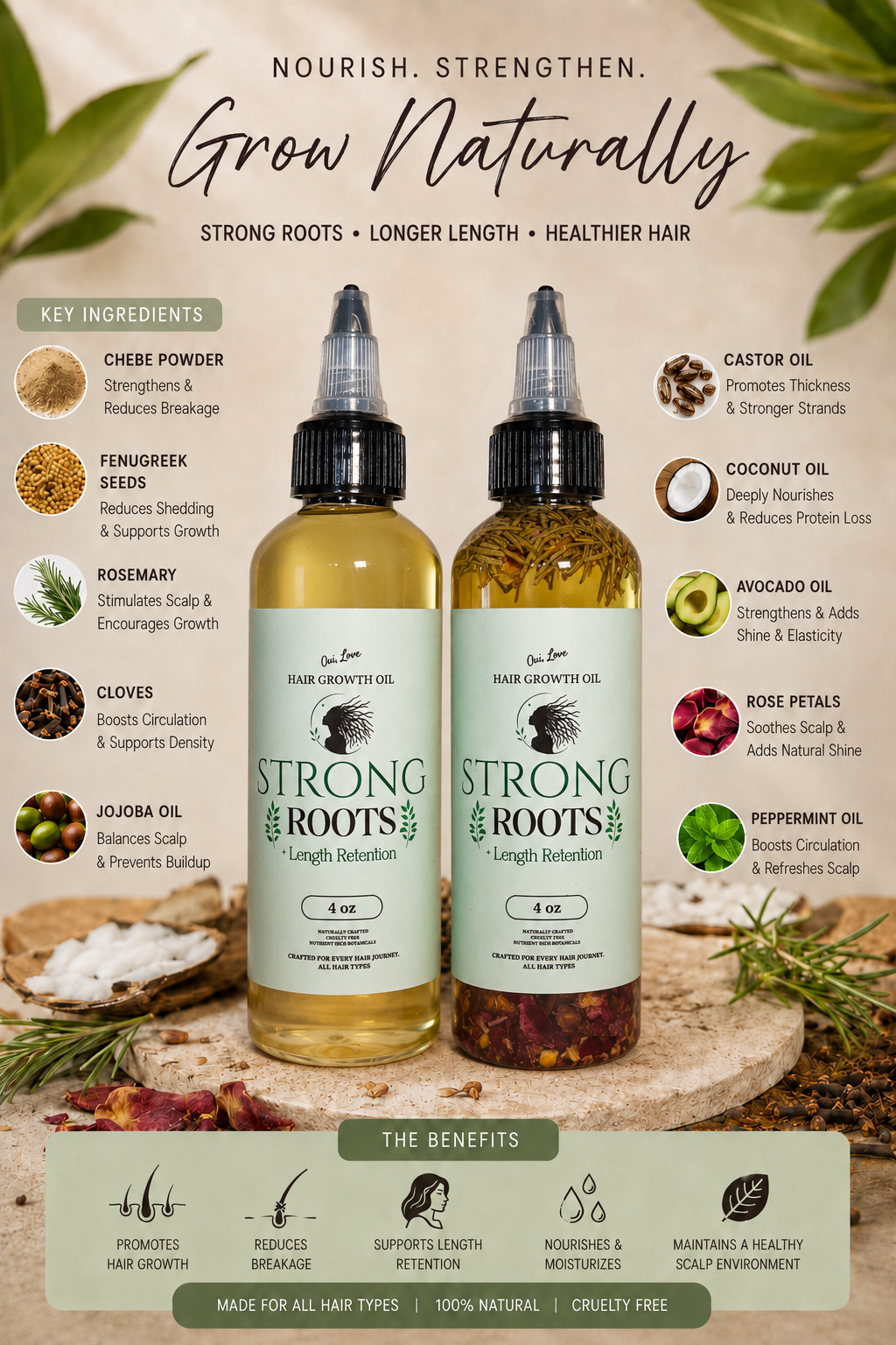 Strong Roots Hair Growth Oil Herbal Infusion